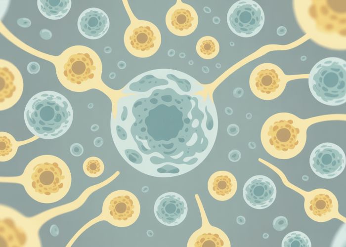 Illustration representing low white blood cell count (neutropenia), a medical condition where the body doesn't have enough neutrophils to fight infection.