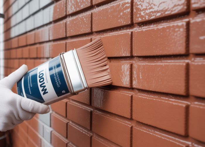 Loxon Masonry Primer being applied to a brick wall, ensuring smooth and even coverage.