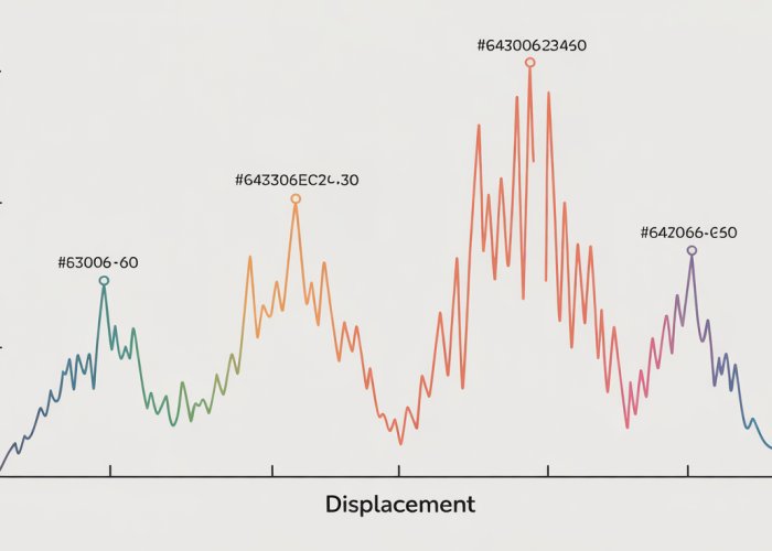 Line graph illustrating the relationship between magnitude and displacement. The graph shows how magnitude changes with increasing displacement.