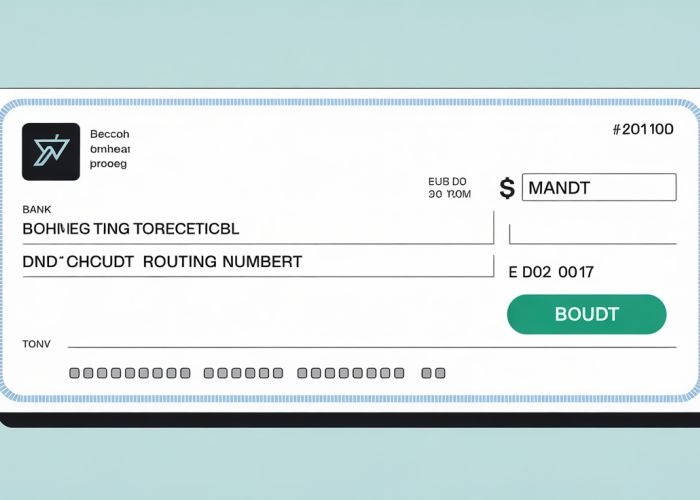 Bank Check Image Highlighting MANDT and Routing Number Fields for Secure Transactions