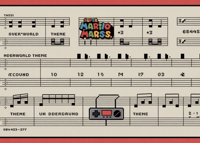Super Mario Bros. themed sheet music showcasing a classic melody, evoking nostalgic memories of the iconic video game.