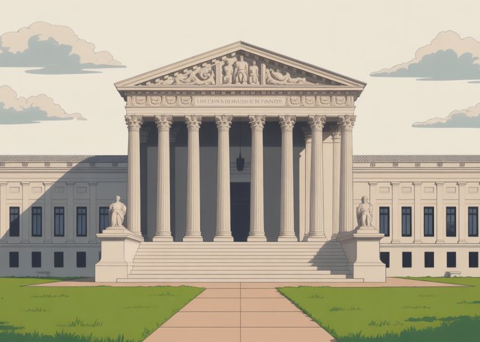 Scales of Justice overlaid on an image of a juvenile detention center, representing the case McKeiver v. Pennsylvania.