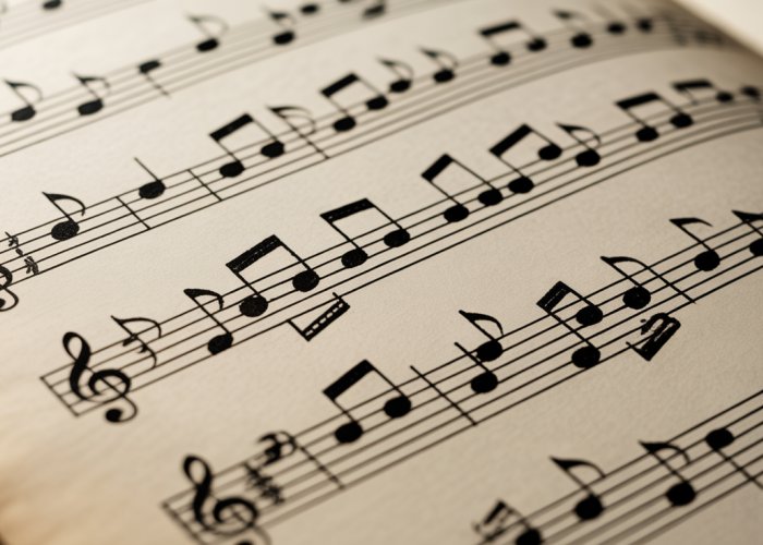 Close-up of a musical measure with notes, rests, clef and time signature.