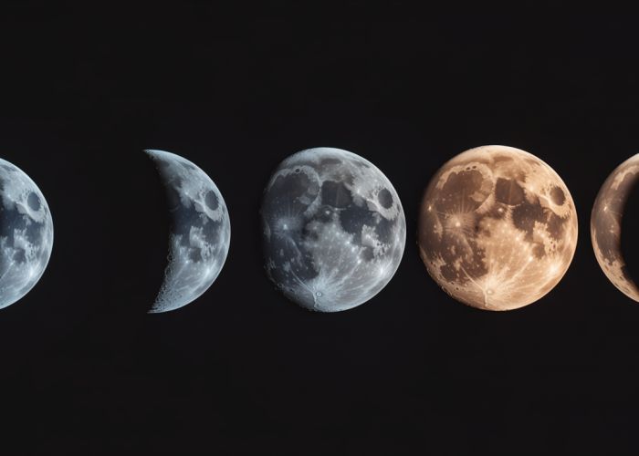 Time-lapse of the moon's waxing and waning phases, showing the lunar cycle from full moon to new moon and back.