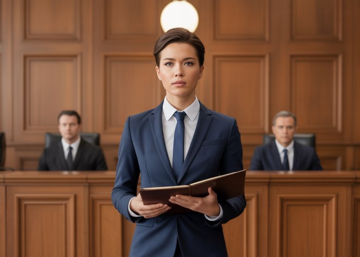 Movant presenting a case in court.