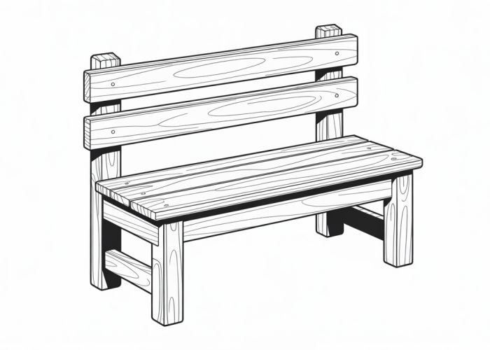 Technical blueprint of a mud bench with dimensions labeled in inches and millimeters.