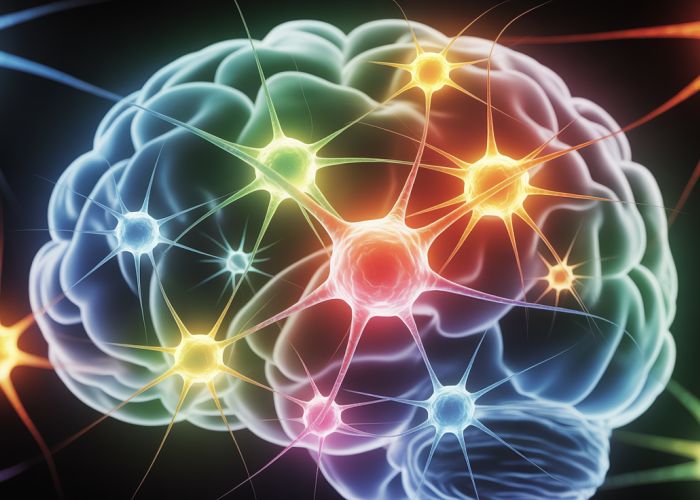 Abstract illustration of a neuronal pool showing interconnected neurons firing.