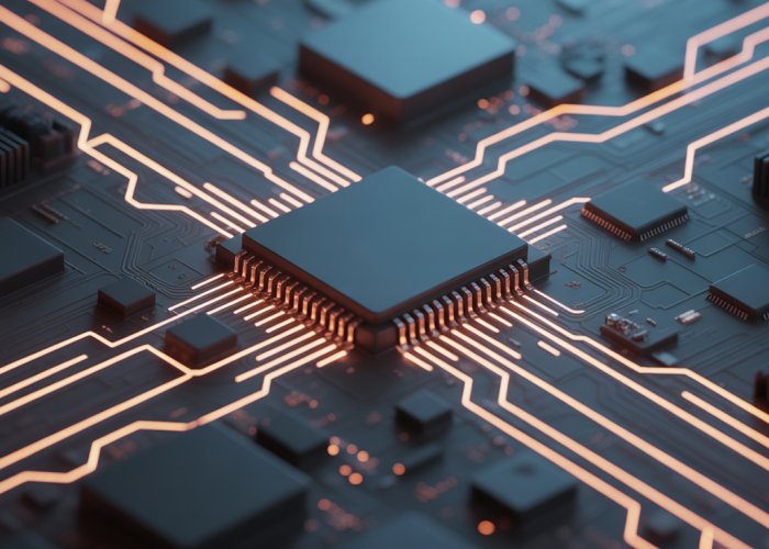 Abstract circuit board representing Object-Oriented Programming in Rust.
