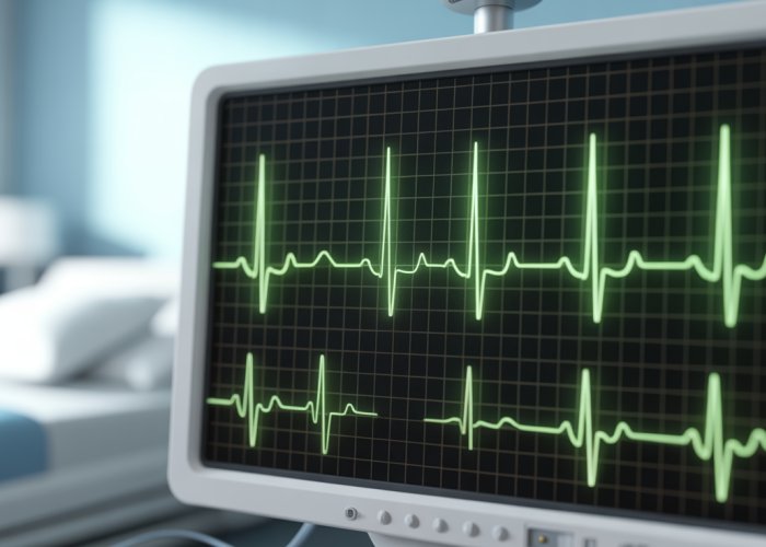 ECG showing P-wave asystole rhythm: P waves present without QRS complexes.