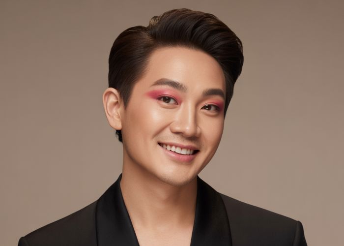 Patrick Ta, celebrity makeup artist, smiling with a healthy, glowing complexion.