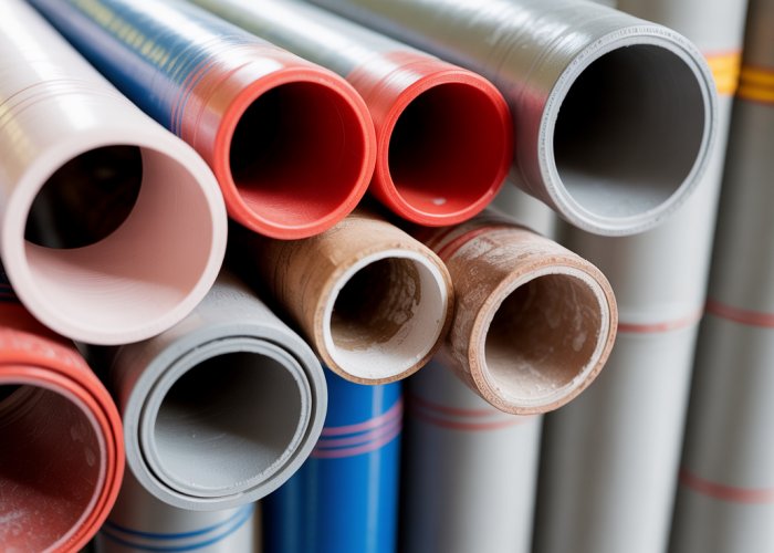 Comparison of new and old PEX piping showing the effects of time and use on PEX pipe lifespan.