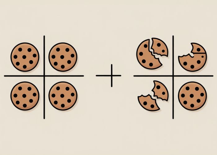 Visual explanation of quotient and remainder using groups of objects and example calculations.