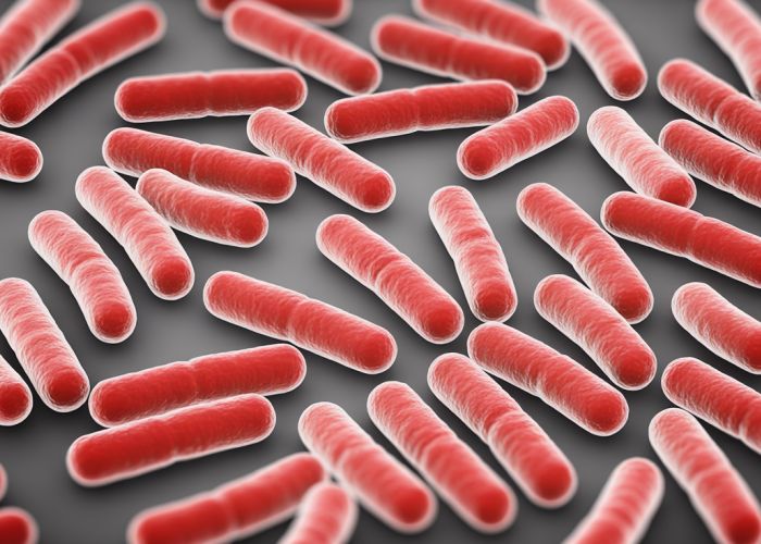 Microscopic view of rod-shaped bacteria (bacilli)