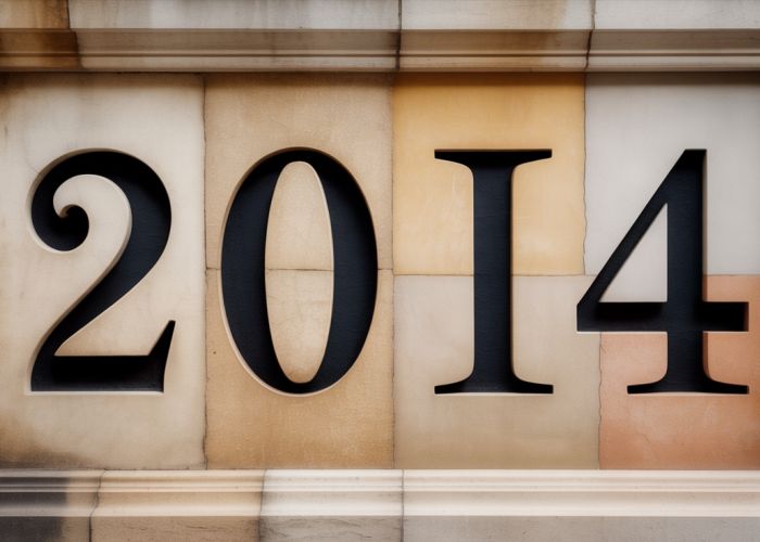 Roman numerals MMXIV representing the year 2014