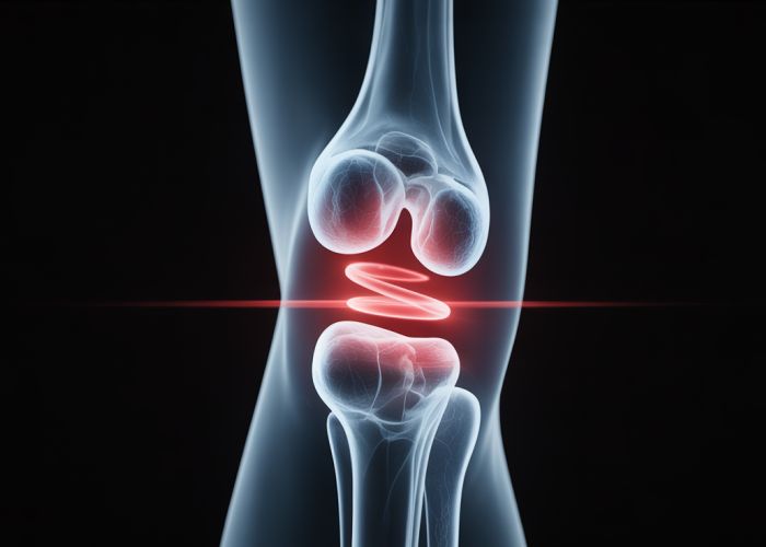 X-ray image depicting a spiral fracture in the lower leg, showing the characteristic twisting break in the tibia and fibula bones.