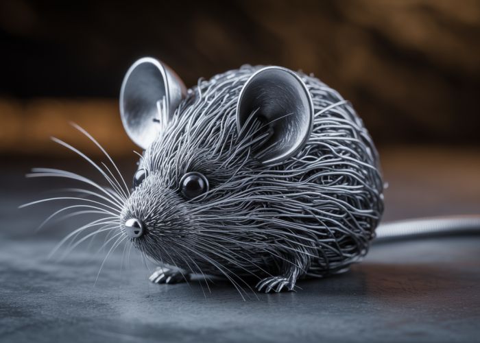 Close-up of steel wool resembling a mouse