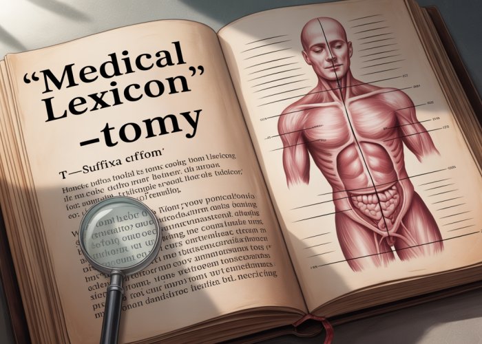 Scalpel and surgical tools illustrating the surgical meaning of '-tomy'