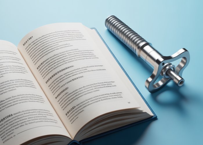 Surgical implant and textbook illustrating surgical fixation suffixes, essential terminology for medical professionals.