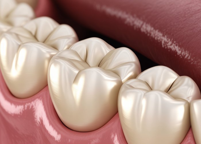 Close-up of a healthy tooth showcasing its smooth and natural contour.
