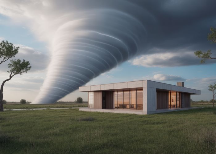 Modern tornado-proof home designed for maximum safety and architectural appeal.
