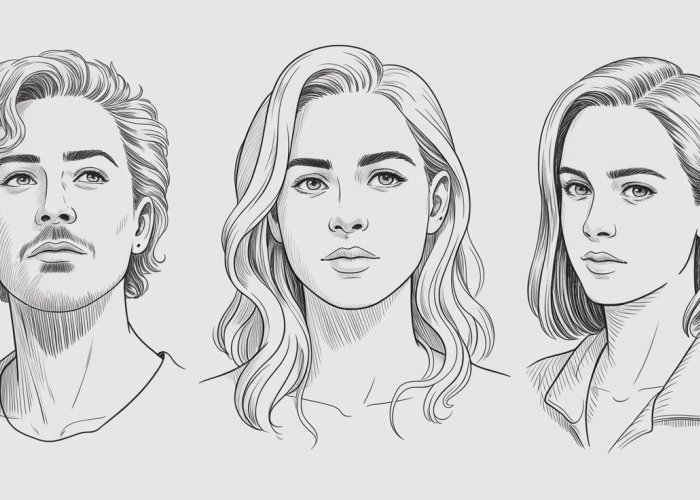 Examples of different lineart styles: thick-to-thin, cross-hatching, stippling, clean linework, and sketchy lines.