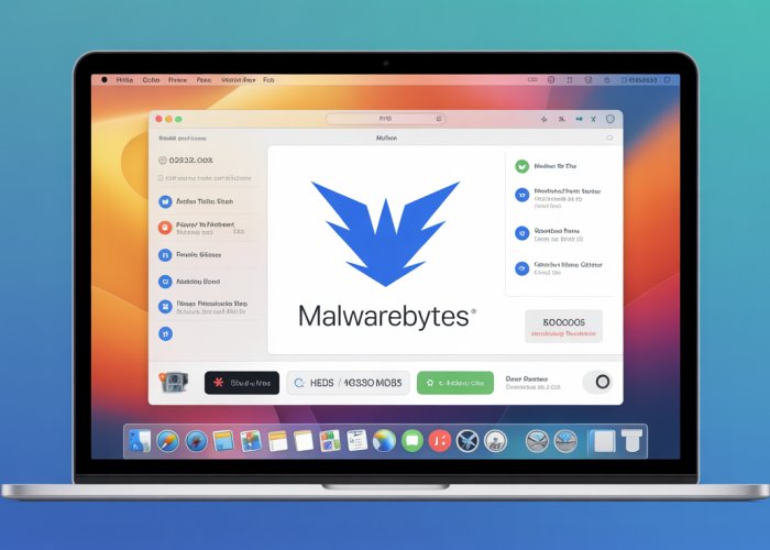 Close-up of a Mac screen showing the Malwarebytes icon with the Trash icon overlaid, indicating the process of uninstalling Malwarebytes on macOS.