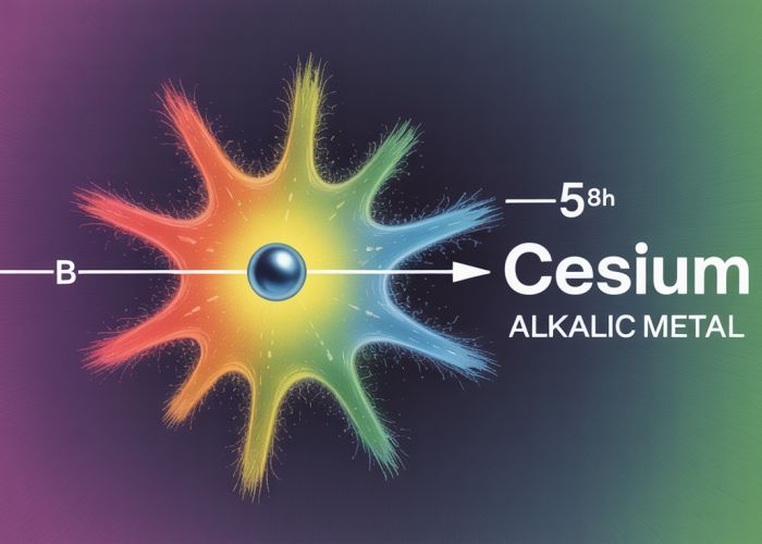 Image showing the reactivity of Cesium, an alkali metal, due to its single valence electron.