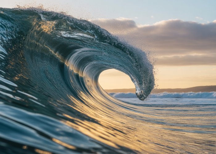 Close-up of a wave crest showing its peak and curve, illustrating the definition of a wave crest.